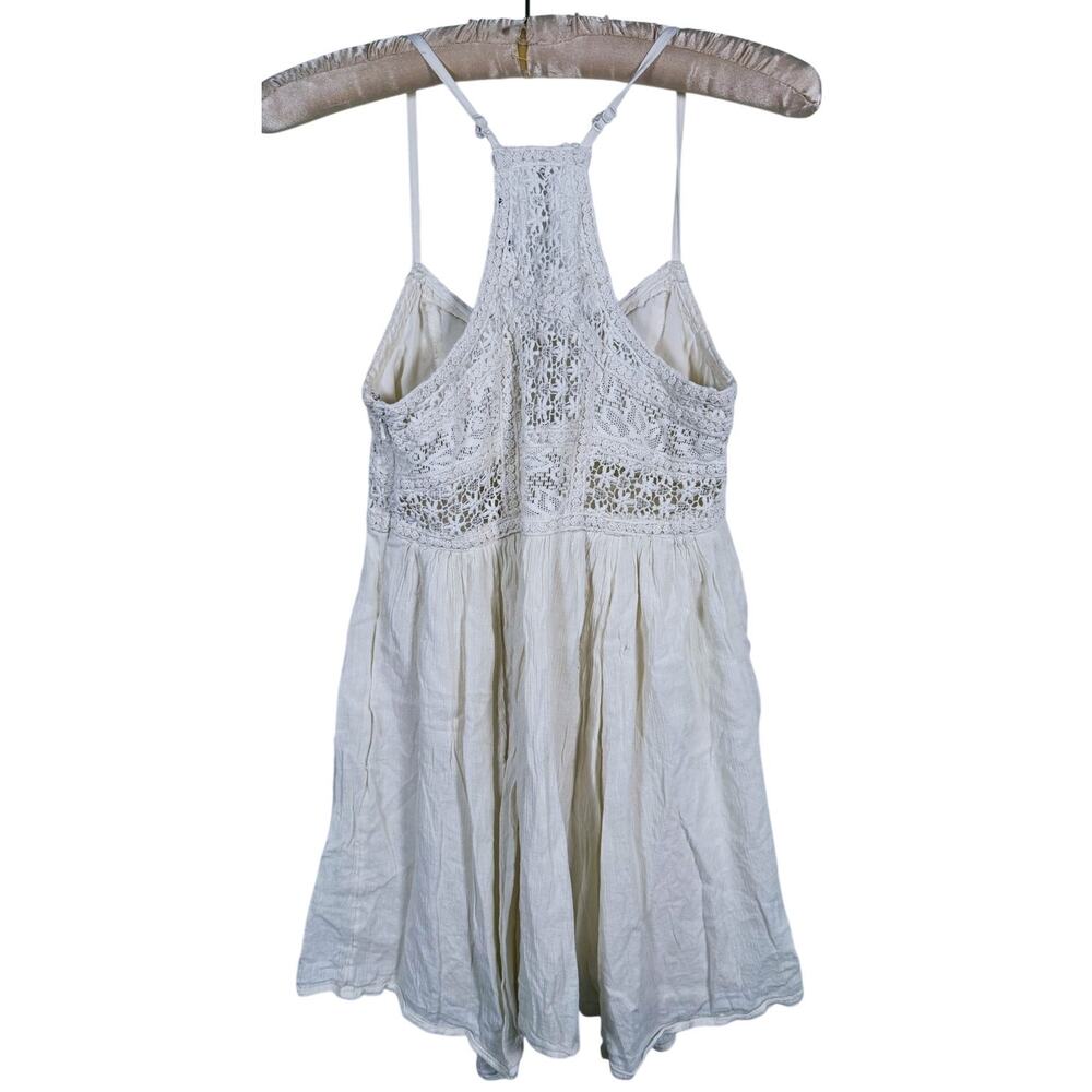 American Eagle Babydoll Mini Dress Size XS Cream Boho Country Cowgirl Concert - Picture 3 of 13